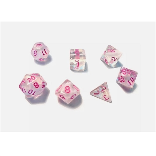 White cloud Pink Ink Dice set - Roleplay Dice - Sirius Dice